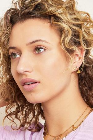 Stainless steel ear cuff with chain and charm Gold h5 Picture3